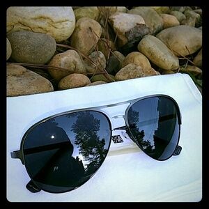 Giorgio Armani Silver Gray Aviator polarized lens Sunglasses